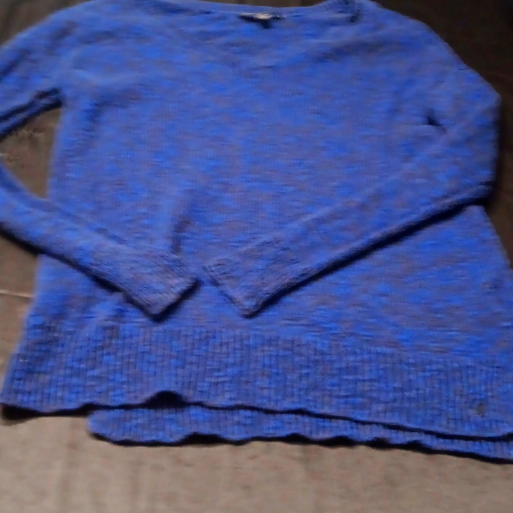 American multi color, heather print, vneck long sleeve sweater, Small petite.